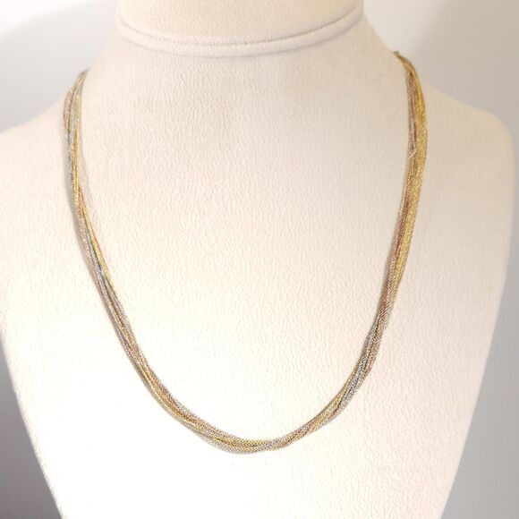 Necklace Multi Strands of Rose Gold, Yellow Gold & Sterling Silver - Picture 2 of 8